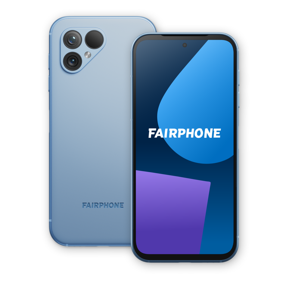 Fairphone-smartphone, voor- en achterzijde